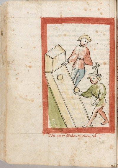 Two men bowling by Unknown artist