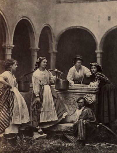 Untitled (Genre scene with four women and a man) by Unknown artist