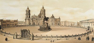View of Zocalo Square and Cathedral in Mexico City, Mexico by Unknown artist