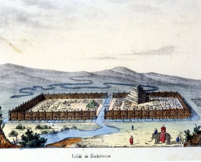 View of Ancient Babylon: in the Center the Temple and the Hanging Gardens by Unknown artist