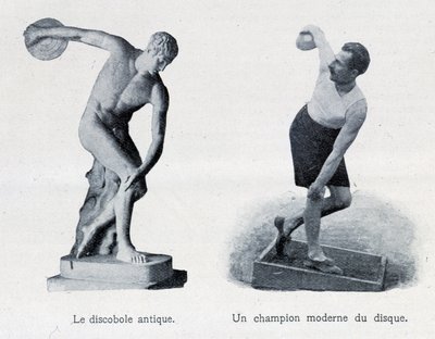The ancient discobolus and a modern champion of the record by Unknown artist