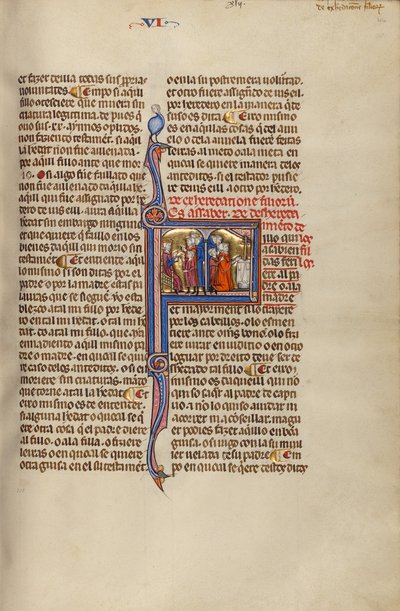 Initial F: Three Men and a Child before a Judge and Three Men and a Child before an Altar by Unknown artist/maker