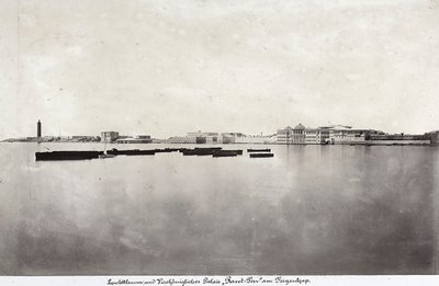Boats in the Middle of the Sea with Part of the City of Alexandria in the Background, in Egypt by Unknown photographer
