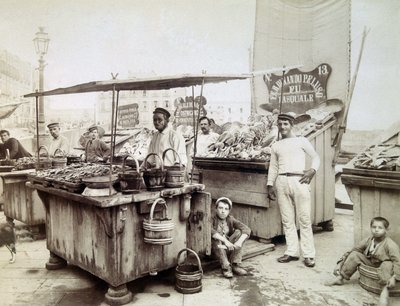 Oyster Sellers from Santa Lucia to Naples, Late 19th Century by Unknown photographer