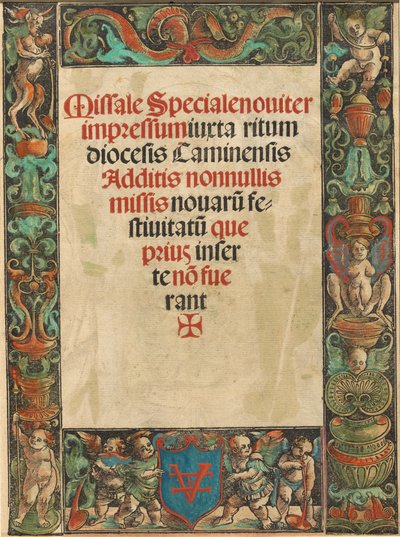 Title Page for a Missal, with Satyr and Putti Border [verso] by Urs Graf