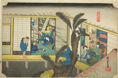 Akasaka: Waitresses at an Inn, from the series Fifty-three Stations of the Tokaido by Utagawa Hiroshige