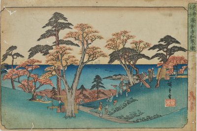 Autumn Leaves at Kaianji Temple from the Series "Famous Places in the Eastern Capital" by Utagawa Hiroshige