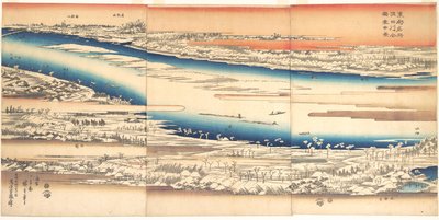 Celebrated Places in the Eastern Capital: Panoramic View of the Sumida River in Snow by Utagawa Hiroshige