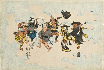 Characters from Ōtsu-e Folk Paintings Dancing Bon-odori by Utagawa Hiroshige
