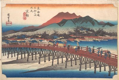 Kyoto: The Great Bridge at Sanjō, from the series Fifty-Three Stations of the Tōkaidō by Utagawa Hiroshige