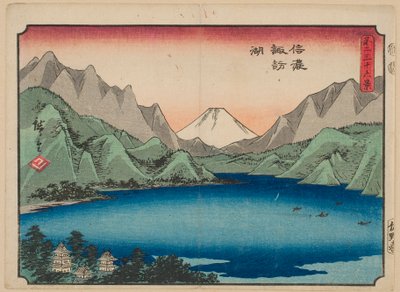 Lake Suwa in Shinano Province, from the series “Thirty-six Views of Mount Fuji” by Utagawa Hiroshige