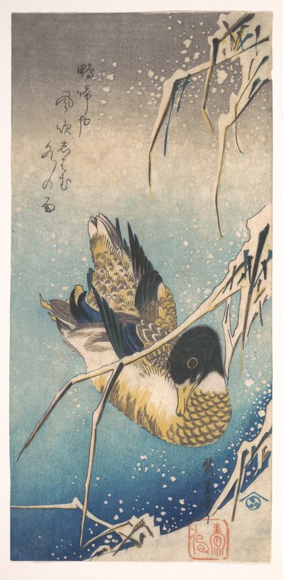 Mallard and Snow-covered Reeds by Utagawa Hiroshige