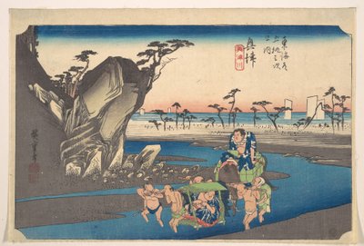 Okitsu, Okitsu River by Utagawa Hiroshige