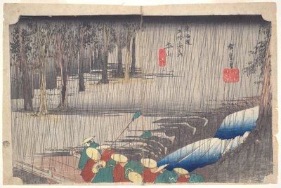 Spring Rain at Tsuchiyama, from the Series Fifty-three Stations of the Tōkaidō by Utagawa Hiroshige
