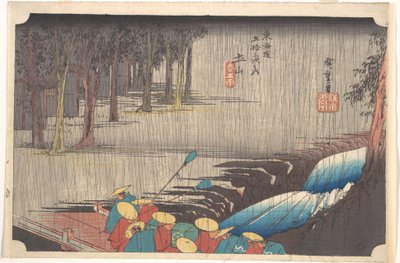 Spring Rain at Tsuchiyama, from the series Fifty-three Stations of the Tōkaidō by Utagawa Hiroshige