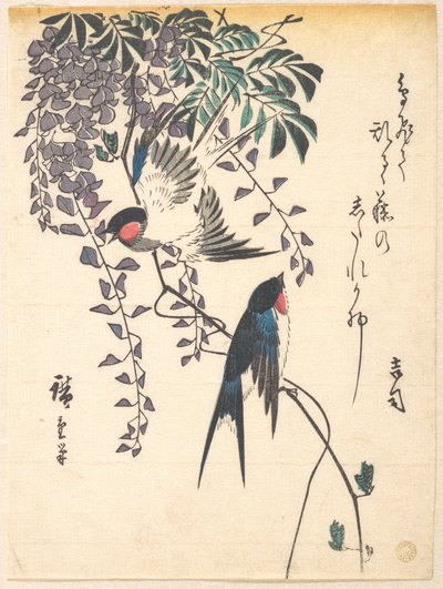 Swallow and Wisteria by Utagawa Hiroshige