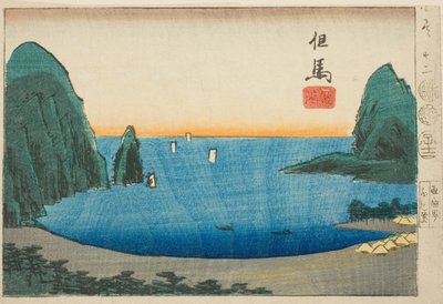 Takanohama in Tajima, section of sheet no. 12 from the series Cutout Pictures of the Provinces by Utagawa Hiroshige