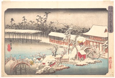 Tenmangū Shrine at Kameido in Snow by Utagawa Hiroshige