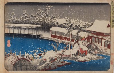 Tenmangū Shrine at Kameido in the Snow from the Series Famous Places of the Eastern Capital by Utagawa Hiroshige