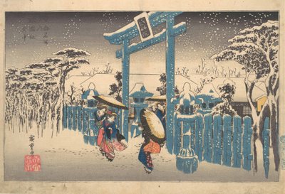 The Gion Shrine in Snow, from the series Famous Views of Kyoto by Utagawa Hiroshige