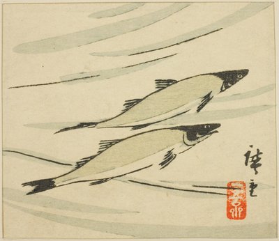 Trout, section of a harimaze sheet by Utagawa Hiroshige