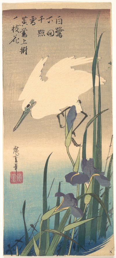 White Heron and Iris by Utagawa Hiroshige