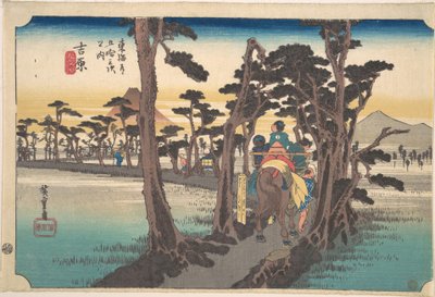 Yoshiwara, Left Fuji by Utagawa Hiroshige