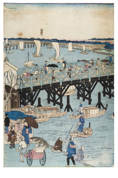 Famous Places in Tokyo, True View of Ryogoku Bridge by Utagawa II Hiroshige