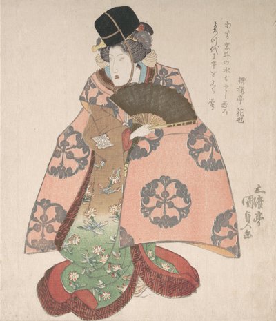 Kabuki Actor in a Female Role Standing with a Fan by Utagawa Kunisada