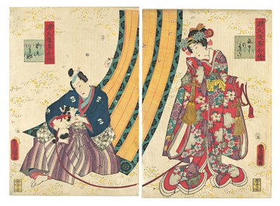 Parody of the Third Princess and Kashiwagi: Chapter 50: A Hut in the East by Utagawa Kunisada