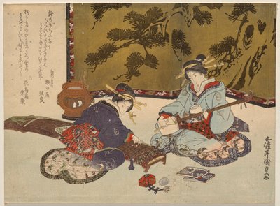 Two Courtesans Playing Musical Instruments by Utagawa Kunisada