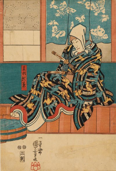 An Actor sitting on the edge of the stage, 1798-1861 by Utagawa Kuniyoshi