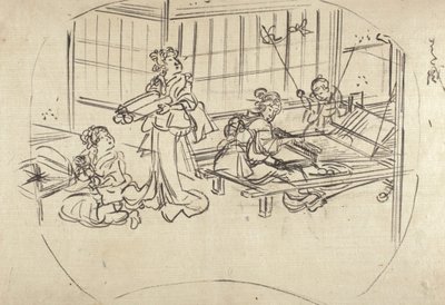Hataori (Weaving on a Loom) by Utagawa Kuniyoshi