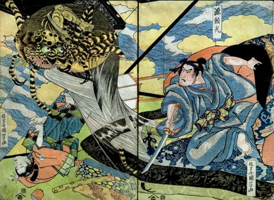 Minamoto no Yorimitsu Series: Untitled series of warrior prints published by Nishimuraya, c.1816-17 by Utagawa Kuniyoshi