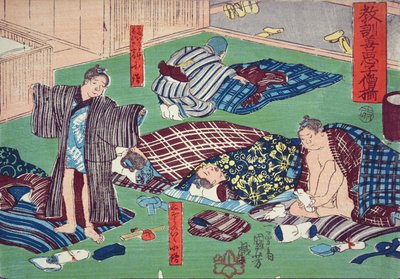 Moral Teaching for Shopboys, Giving Good and Bad Examples of Behaviour, 1857 by Utagawa Kuniyoshi