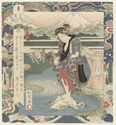Woman Washing Clothes in the River by Utagawa Sadakage
