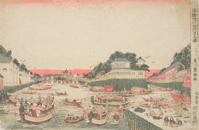 Cool Wind Under Eitai Bridge in Fukagawa / Perspective Picture of Fukagawa Eitai Enjoying the Cool Breeze by Utagawa Toyoharu