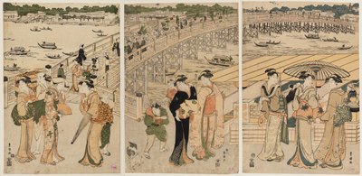 Ryōgoku Bridge with Figures in the Foreground by Utagawa Toyohiro