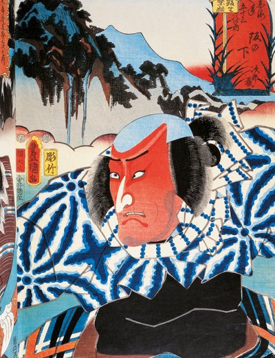 Portrait of a Kabuki theatre actor red-faced with anger, ukiyo-e art print by Utagawa Toyokuni by Utagawa Toyokuni