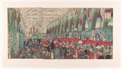 A Flourishing English Trading House in Yokohama by Utagawa Yoshiiku