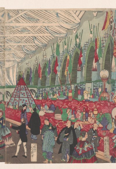 A Flourishing English Trading House in Yokohama by Utagawa Yoshiiku