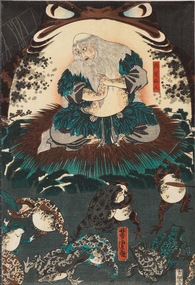 Nikushi the Frog Spirit Conjures up a Magical Battle of Frogs at Tateyama in Etchū Province by Utagawa Yoshitora