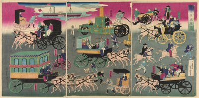 Vehicles on the Streets of Tokyo by Utagawa Yoshitora