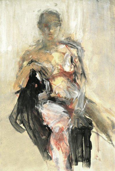 Abstract Woman and Black Cat by Ute Rathmann