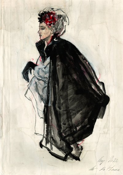 Elegant Woman Black Cape by Ute Rathmann