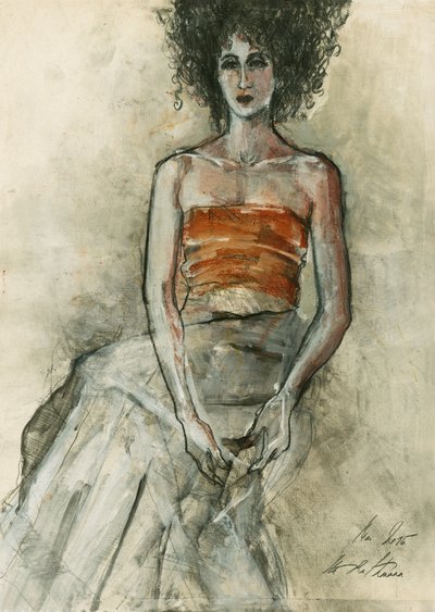 Pensive Curly Haired Woman by Ute Rathmann