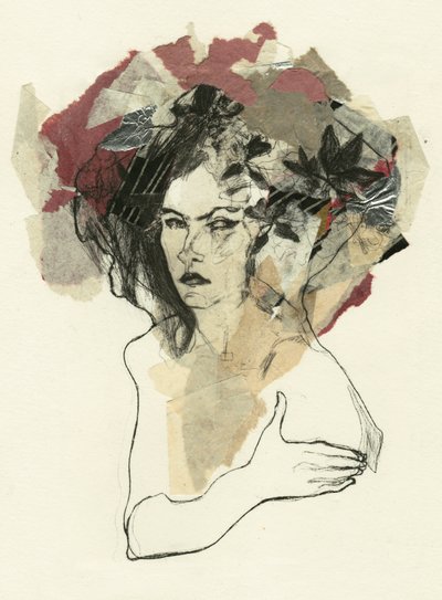 Thoughtful Woman Collage by Ute Rathmann