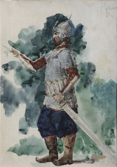 Ruslan. Costume design for the opera Ruslan and Lyudmila by M. Glinka by Valentin Aleksandrovich Serov