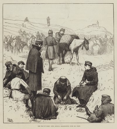 The War in Spain, King Alfonso breakfasting with his Staff by Valentine Walter Lewis Bromley