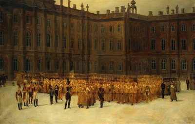 Nicholas I before the Unit Formation of the Life-Guards Field Engineer Battalion in the Court of the Winter Palace on 14 December by Vasili Nikolayevich Maxutov